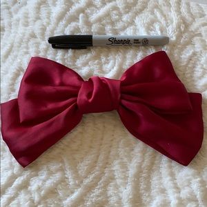 Deep Red Bow Hair Barrette